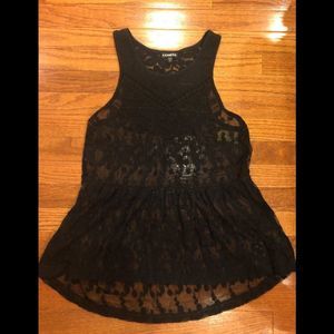 Express XS black lace tank